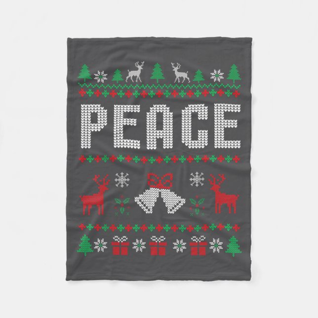 Peace I Come In Peace Couple Matching Ugly Christm Fleecefilt (Framsidan)