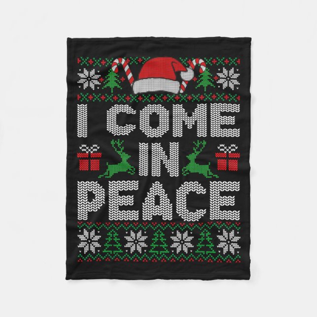Peace I Come In Peace Couple Matching Ugly Christm Fleecefilt (Framsidan)