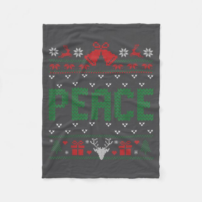 Peace I Come In Peace Couple Matching Ugly Christm Fleecefilt (Framsidan)