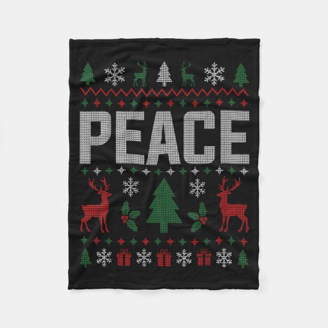 Peace I Come In Peace Couple Matching Ugly Christm Fleecefilt (Framsidan)