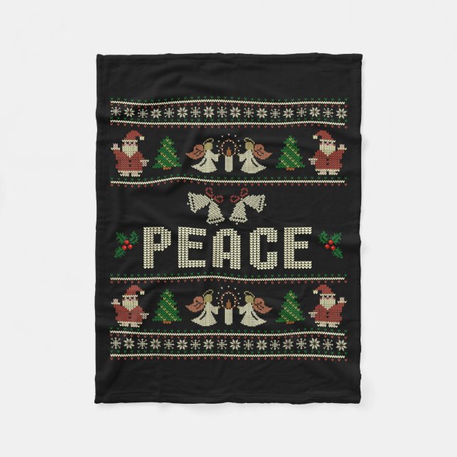 Peace I Come In Peace Couple Matching Ugly Christm Fleecefilt (Framsidan)