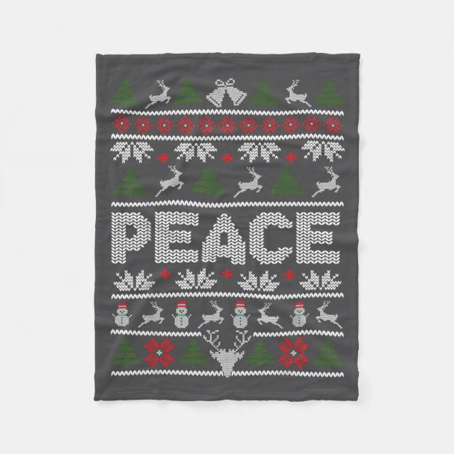 Peace I Come In Peace Couple Matching Ugly Christm Fleecefilt (Framsidan)