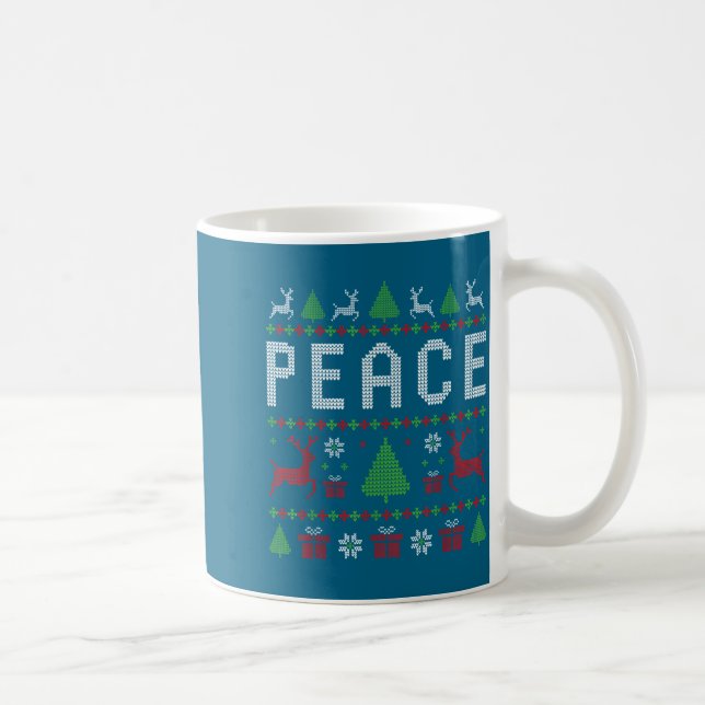 Peace I Come In Peace Couple Matching Ugly Christm Kaffemugg (Höger)