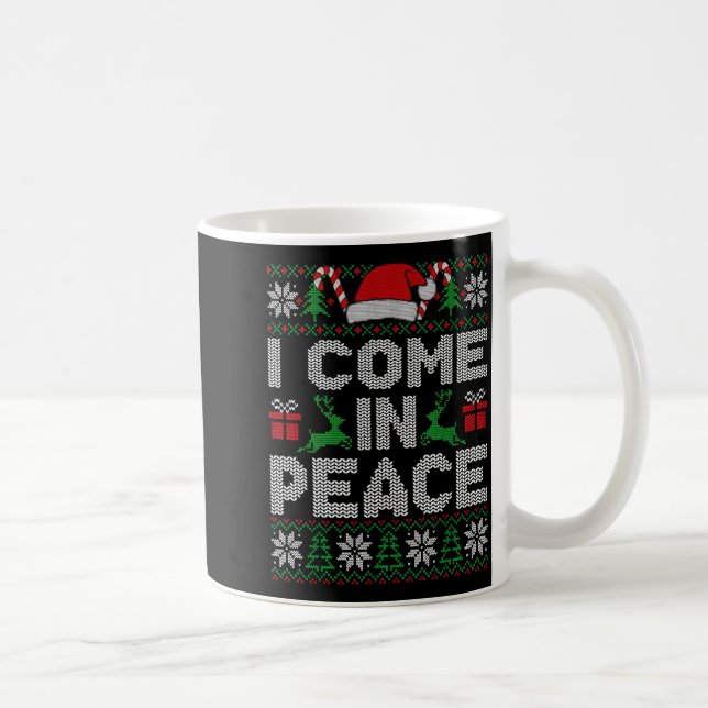 Peace I Come In Peace Couple Matching Ugly Christm Kaffemugg (Höger)