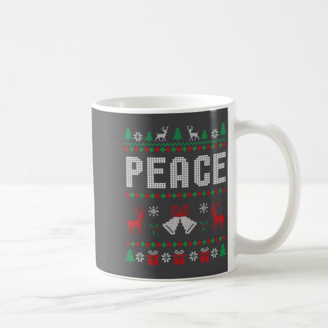 Peace I Come In Peace Couple Matching Ugly Christm Kaffemugg (Höger)