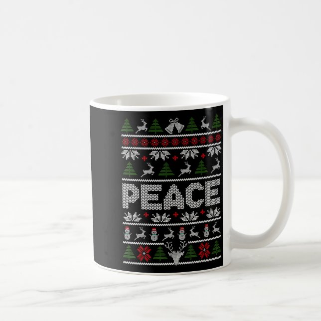 Peace I Come In Peace Couple Matching Ugly Christm Kaffemugg (Höger)