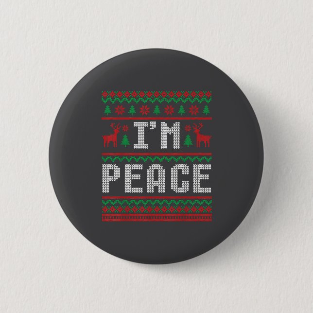 Peace I Come In Peace Couple Matching Ugly Christm Knapp (Framsida)