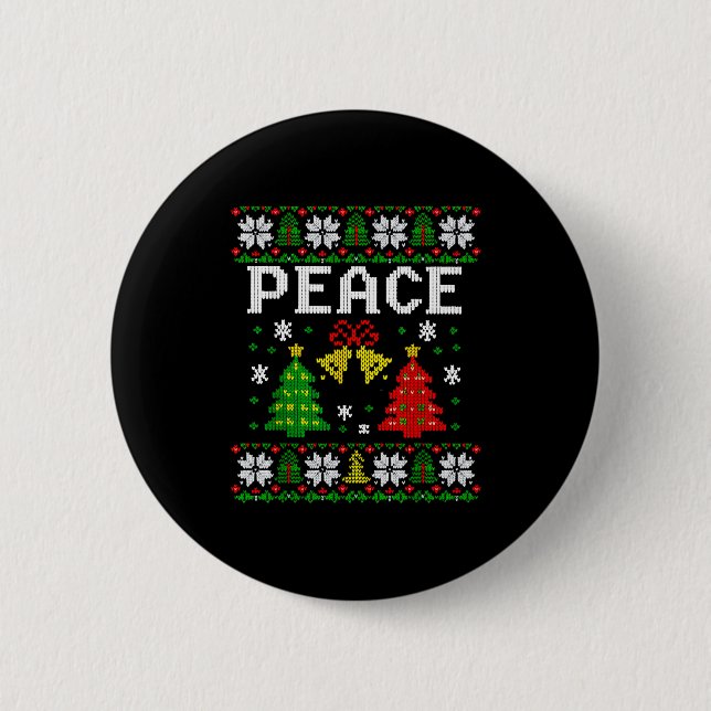 Peace I Come In Peace Couple Matching Ugly Christm Knapp (Framsida)