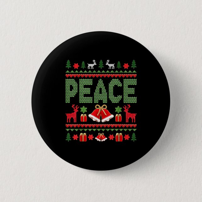 Peace I Come In Peace Couple Matching Ugly Christm Knapp (Framsida)