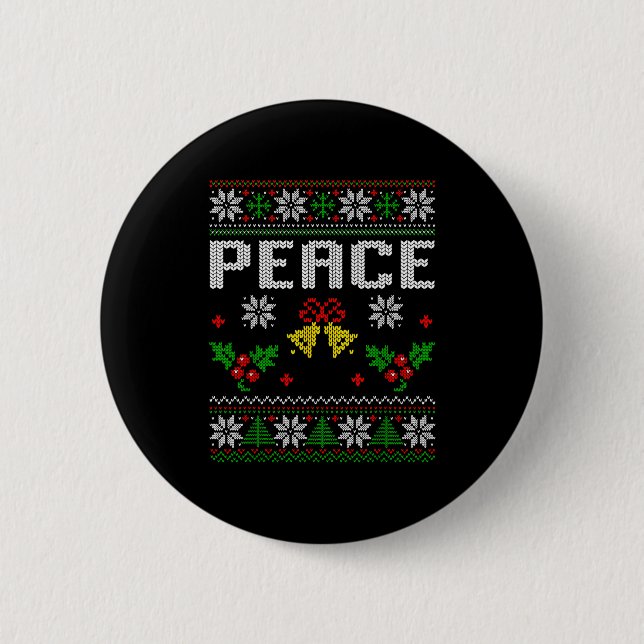 Peace I Come In Peace Couple Matching Ugly Christm Knapp (Framsida)
