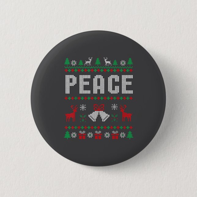 Peace I Come In Peace Couple Matching Ugly Christm Knapp (Framsida)