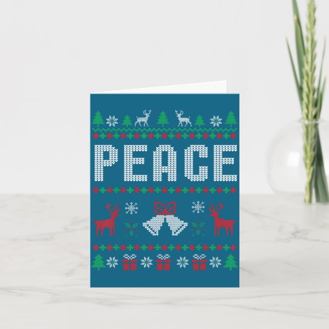 Peace I Come In Peace Couple Matching Ugly Christm Kort (Framsida)
