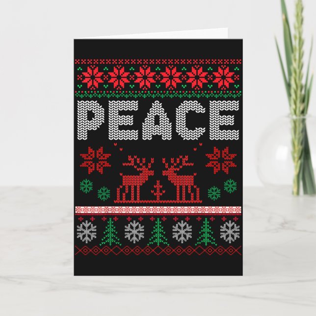 Peace I Come In Peace Couple Matching Ugly Christm Kort (Framsida)