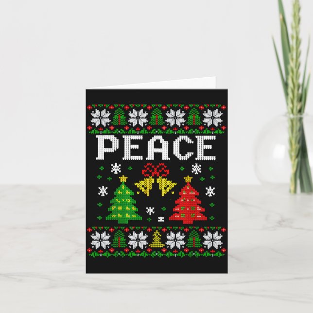 Peace I Come In Peace Couple Matching Ugly Christm Kort (Framsida)