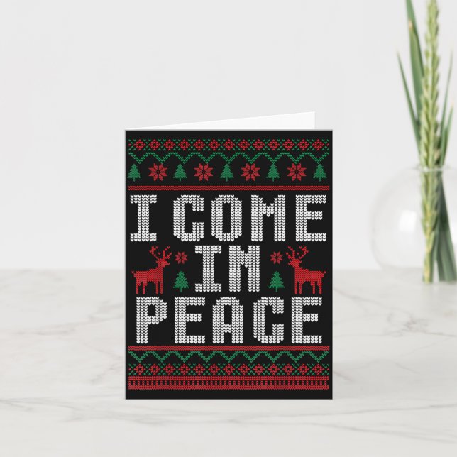 Peace I Come In Peace Couple Matching Ugly Christm Kort (Framsida)