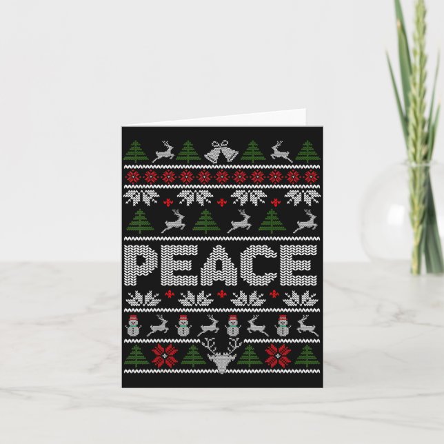 Peace I Come In Peace Couple Matching Ugly Christm Kort (Framsida)