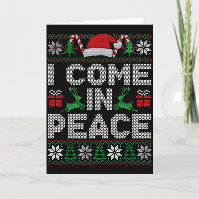 Peace I Come In Peace Couple Matching Ugly Christm Kort (Framsida)