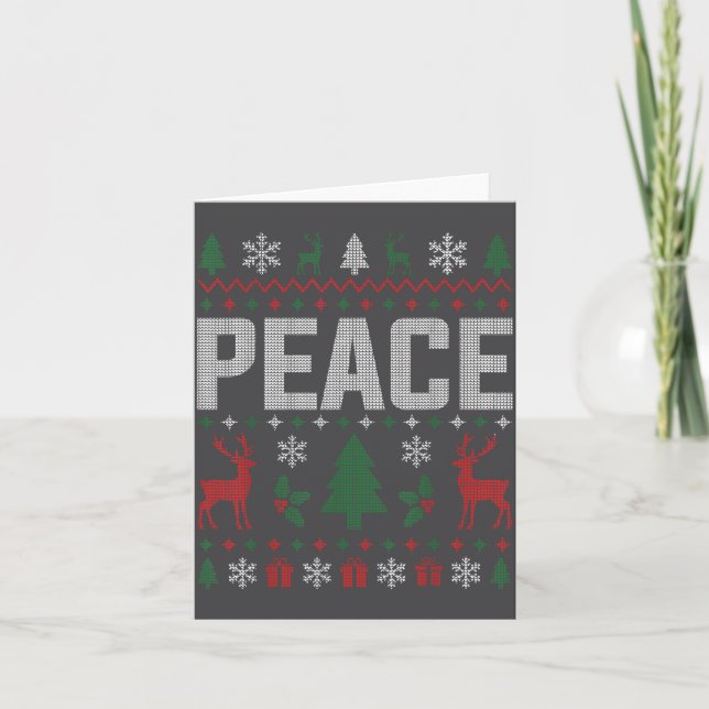 Peace I Come In Peace Couple Matching Ugly Christm Kort (Framsida)