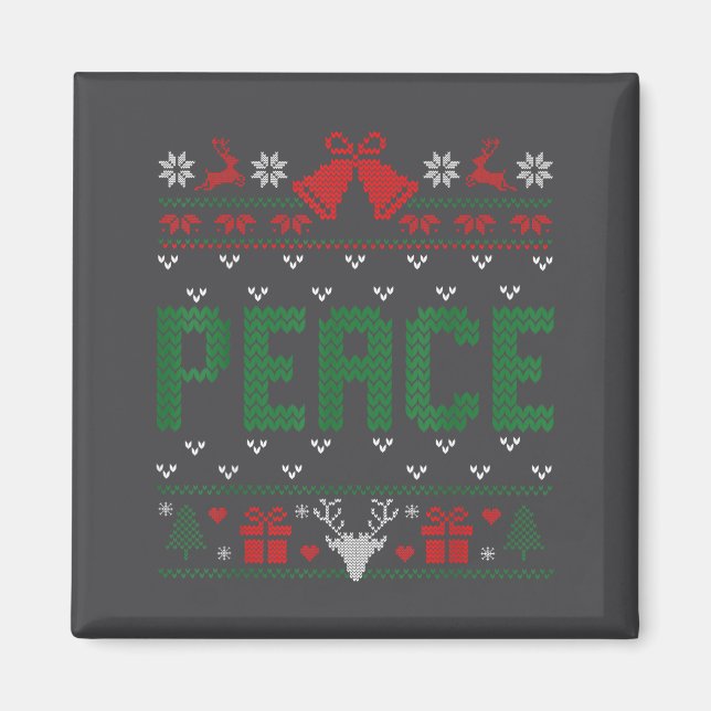 Peace I Come In Peace Couple Matching Ugly Christm Magnet (Framsidan)