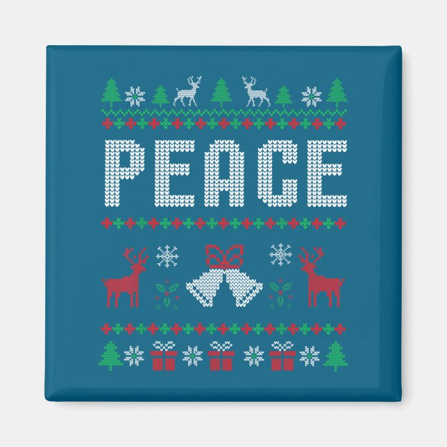 Peace I Come In Peace Couple Matching Ugly Christm Magnet (Framsidan)