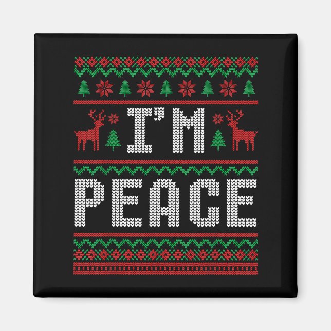 Peace I Come In Peace Couple Matching Ugly Christm Magnet (Framsidan)