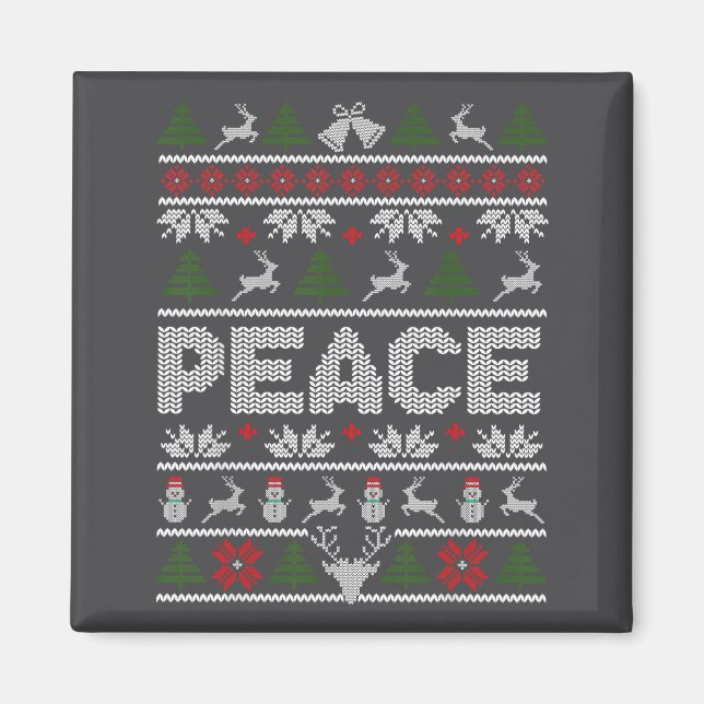 Peace I Come In Peace Couple Matching Ugly Christm Magnet (Framsidan)
