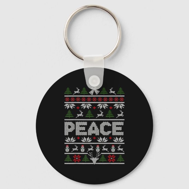Peace I Come In Peace Couple Matching Ugly Christm Nyckelring (Framsida)