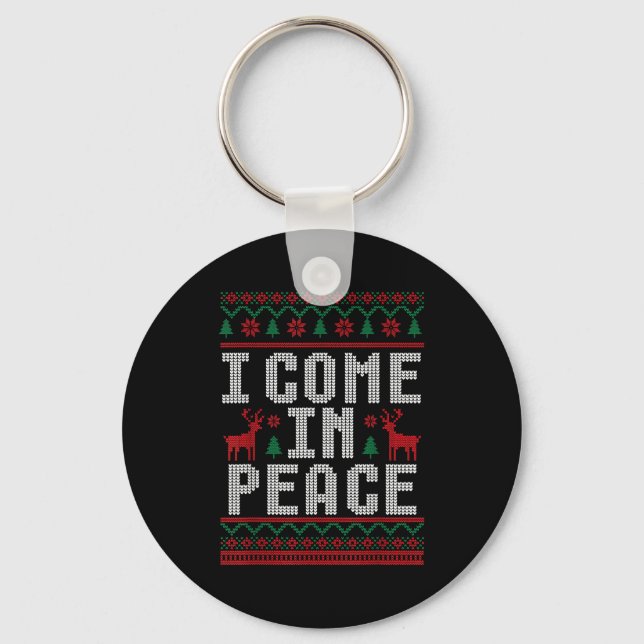 Peace I Come In Peace Couple Matching Ugly Christm Nyckelring (Framsida)