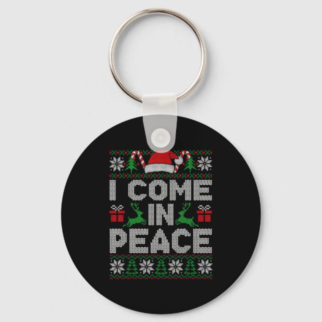 Peace I Come In Peace Couple Matching Ugly Christm Nyckelring (Framsida)