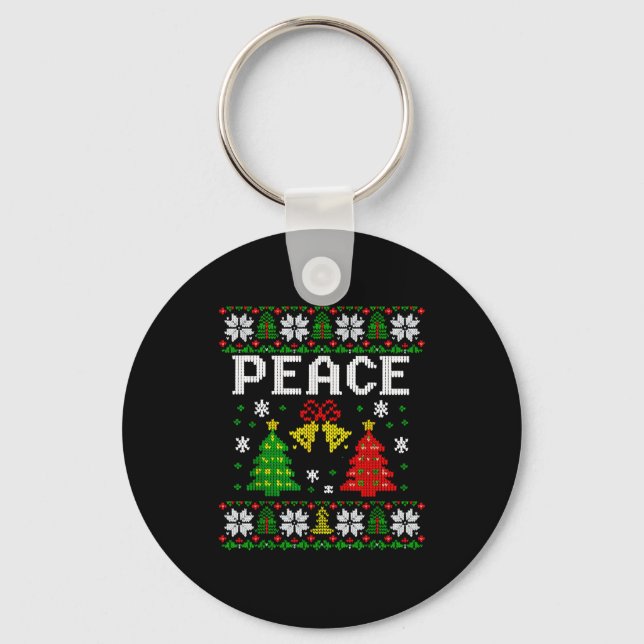 Peace I Come In Peace Couple Matching Ugly Christm Nyckelring (Framsida)