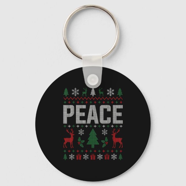 Peace I Come In Peace Couple Matching Ugly Christm Nyckelring (Framsida)