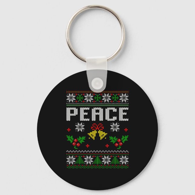 Peace I Come In Peace Couple Matching Ugly Christm Nyckelring (Framsida)