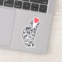 Peace I-Fredsteckenet Finger med KÄRLEK hjärta 
