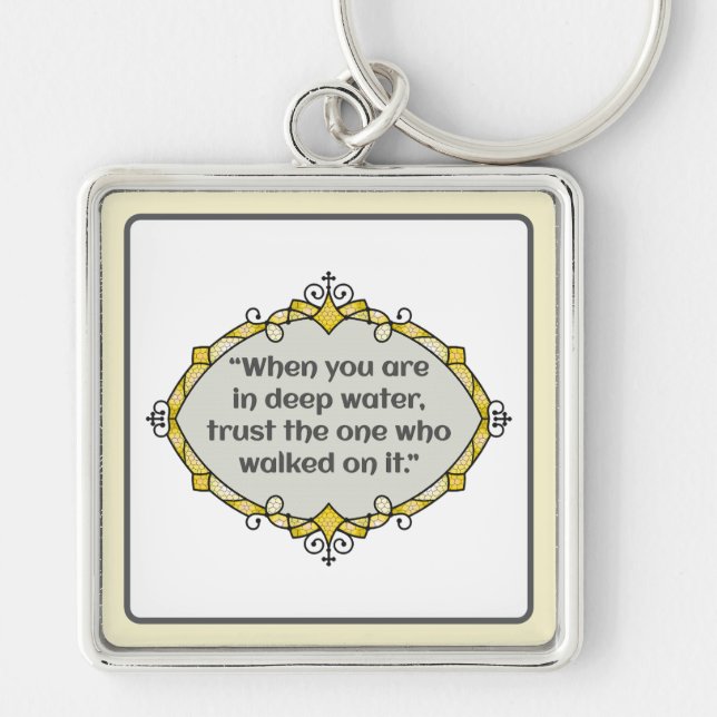 Peace in deep waters fyrkantig silverfärgad nyckelring (Framsidan)