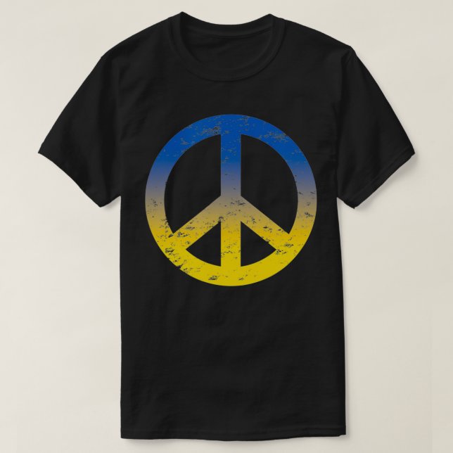 Peace in Ukraine  Peace Symbol in Ukraine Flag Col T Shirt (Design framsida)
