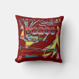 "Peace" Inspirational Burgundy Yellow Southwest  Kudde