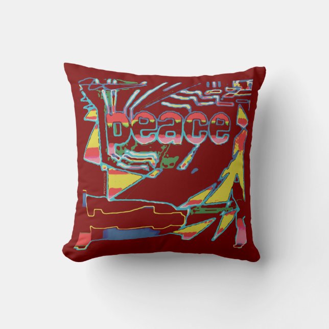 "Peace" Inspirational Burgundy Yellow Southwest  Kudde (Framsida)