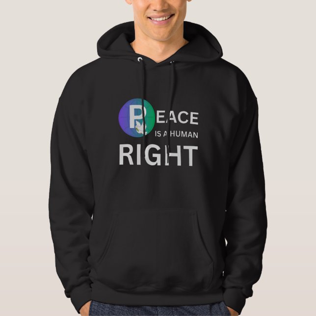 Peace Is a Human Right | Dove and Earth Symbol Hoodie (Framsida)