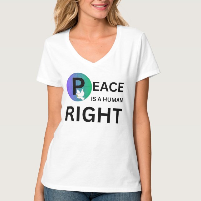 Peace Is a Human Right | Dove and Earth Symbol T Shirt (Framsida)