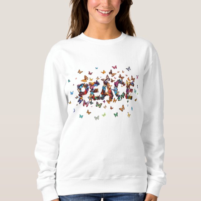 PEACE Joy Butterfly Print | Colorful Inspirational T Shirt (Framsida)