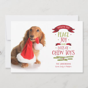 Peace Joy & Chew Leksak Helgdag Pet Hund Photo Car Julkort