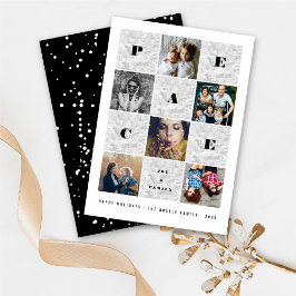 Peace Joy Family Silver blockerar 5 Photo Collage Julkort