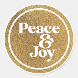 Peace & Joy Guld och White Runt Klistermärke