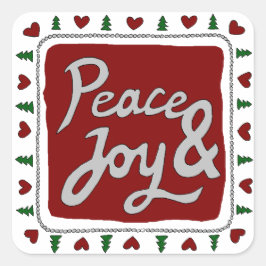 Peace & Joy Hand Lettering Helgdag Stickers Fyrkantigt Klistermärke