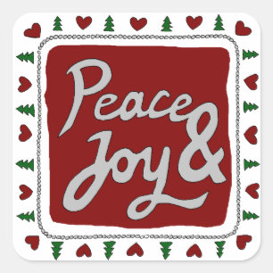 Peace & Joy Hand Lettering Helgdag Stickers Fyrkantigt Klistermärke