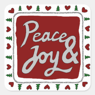 Peace & Joy Hand Lettering Helgdag Stickers Fyrkantigt Klistermärke
