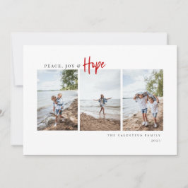 Peace Joy Hope Modern Script Minimalist Photo Julkort