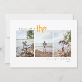 Peace Joy Hope Modern Script Minimalist Photo Julkort