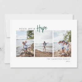 Peace Joy Hope Modern Script Minimalist Photo Julkort