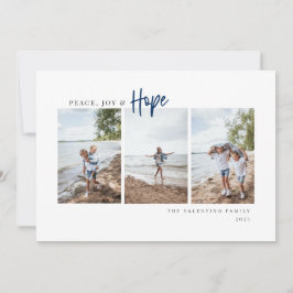 Peace Joy Hope Modern Script Minimalist Photo Julkort